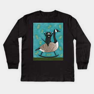 Cat on a Rocking Canadian Goose Kids Long Sleeve T-Shirt